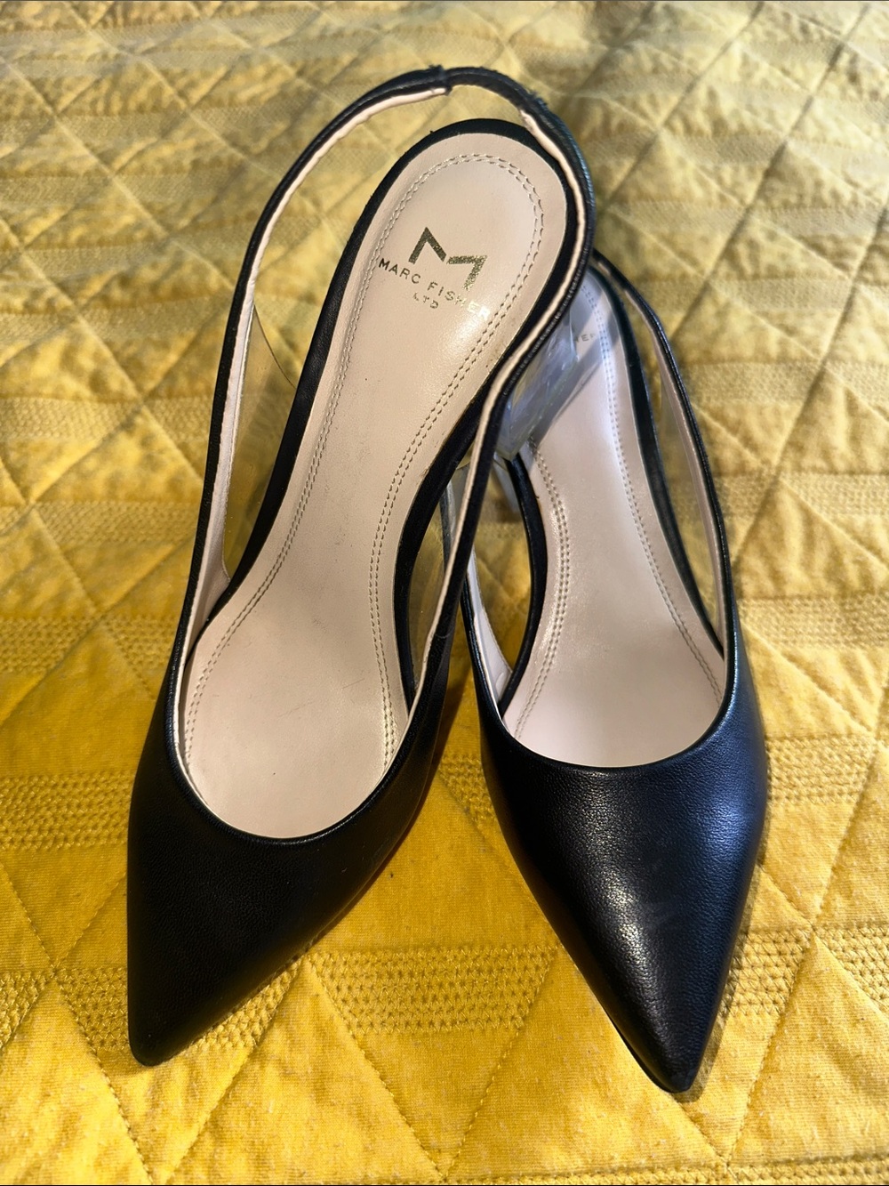 Marc Fisher Zudi Black Pointed-Toe Slingback Pumps